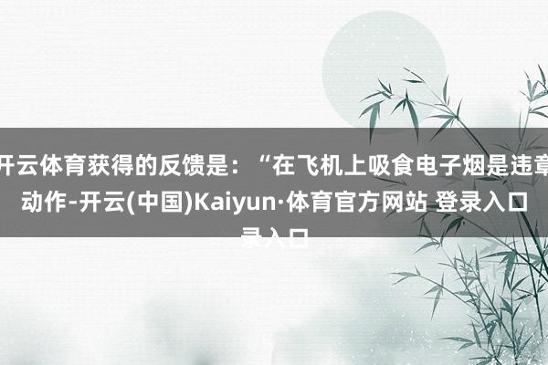 开云体育获得的反馈是：“在飞机上吸食电子烟是违章动作-开云(中国)Kaiyun·体育官方网站 登录入口
